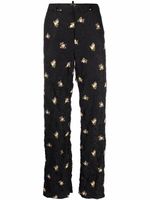 DSQUARED2 pantalon froissé à fleurs - Noir