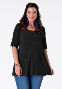 Yoek Tuniek flare strass | Zwart | Maat M