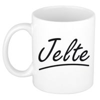 Naam cadeau mok / beker Jelte met sierlijke letters 300 ml