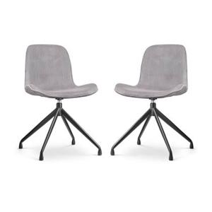 Nolon Nola-Fé Draaibare Eetkamerstoelen Set - Rib Warm Grijs - Zwart