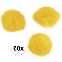 Rayher hobby knutselen pompons - 15 mm - geel - 60x stuks - vormen/figuren/bolletjes