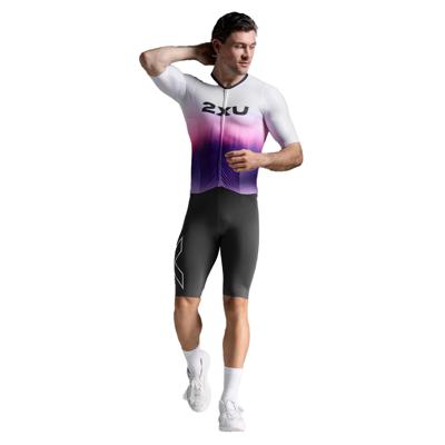 2XU Light Speed React Sleeved Trisuit White/Turbulence Heren XL