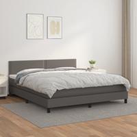 Boxspring met matras kunstleer grijs 180x200 cm