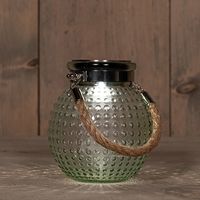 Solar lantaarn glas - groen - bubbel structuur - 10 x 12 cm - thumbnail