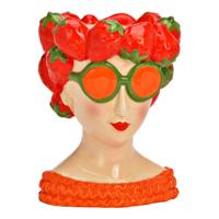 Vaas met aardbeien decor van keramiek in verschillende kleuren (B/H/D) 12x18x13cm