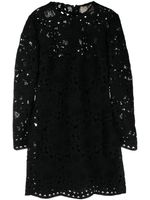 Elie Saab robe courte évasée à fleurs en macramé - Noir - thumbnail