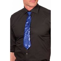 Blauwe glitter verkleed stropdassen 32 cm voor dames/heren   -