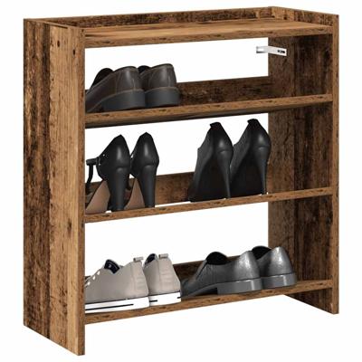 Schoenenrek 60x25x62 cm bewerkt hout oud houtkleurig