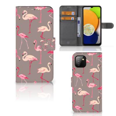 Samsung Galaxy A03 | Telefoonhoesje | Met pasjeshouder | Flamingo