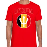 Rood t-shirt Belgium met drietand / Belgie supporter EK/ WK voor heren - thumbnail