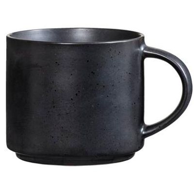 Mok met oor Studio - zwart - stoneware - 380 ml - Leen Bakker