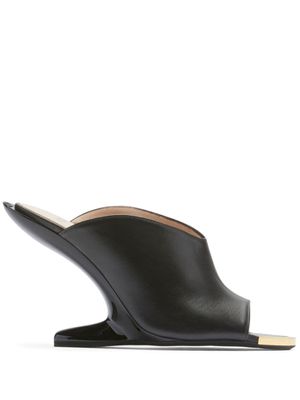 Nº21 mules en cuir à plaque logo 100 mm - Noir