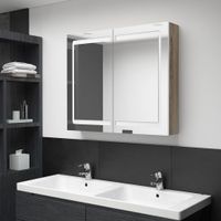 VidaXL Badkamerkast met spiegel en led 80x12x68 cm wit en eikenkleurig - thumbnail