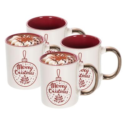 Kerst mok - 4x - Merry Christmas - 300 ml - keramiek - koffiemok - cadeau - kerstbeker - theemok