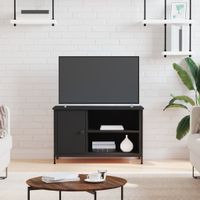 Tv-meubel 80x40x50 cm bewerkt hout zwart - thumbnail
