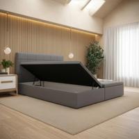 OP=OP Opberg Boxspring zonder Matras Levi | 160 x 210 Suede Antraciet | Incl. Levi Voetbord