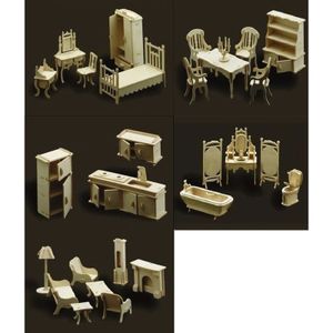 Poppenhuis meubels complete inrichting set   -