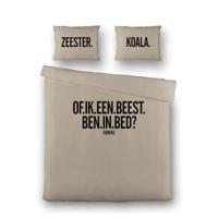 Dekbedovertrek RUMAG - Beest In Bed - 140x200 Cm - Lits-Jumeaux (240x220 Cm) - Beige Microvezel - Tekst - RUMAG - Dekbed-Discounter.nl