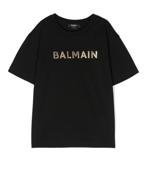 Balmain Kids t-shirt en coton à logo imprimé - Noir