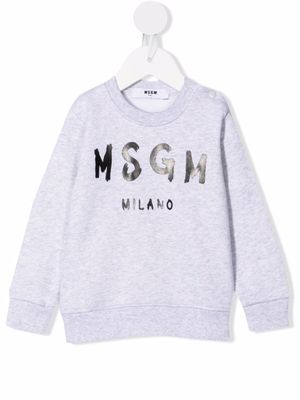 MSGM Kids pull à logo imprimé - Gris