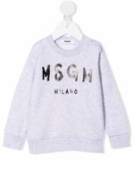 MSGM Kids pull à logo imprimé - Gris