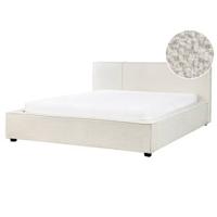 Beliani-MIRANDE-Tweepersoonsbed-Gebroken wit-160 x 200 cm-Bouclé