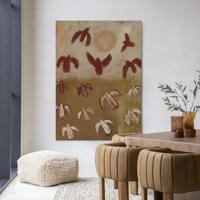 Urban Cotton Wandkleed 'Sunbirds' 145 x 190cm in Frame - black