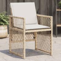 Tuinstoelen 4 st met kussens poly rattan beige