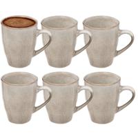 Koffiemokken Pompei - 6x stuks - Keramiek - beige - 370 ml - 9 x 11 cm - old stone look Koffiemokken Pompei - 6x stuks - Keramiek - beige - 370 ml - 9 x 11 cm - old stone look