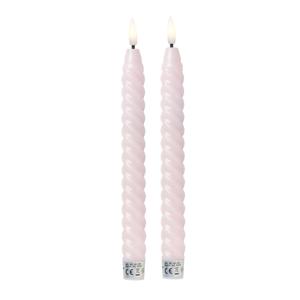 LED dinerkaarsen twist - roze - set van 2 - ø2.2x24.5 cm