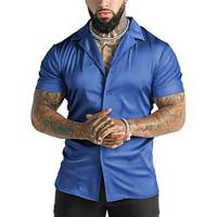 Voor heren Overhemd Satijnen overhemd Zomer overhemd Overhemd met knopen Normaal shirt Zwart Wit blauw Korte mouw Effen Kleur Revers Dagelijks Vakantie Kleding Modieus Casual Comfortabel Lightinthebox - thumbnail