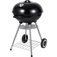 Barbecuegrill op wielen met deksel rond zwart   - - thumbnail