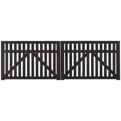 Zwart Houten Dubbele Tuinpoort Country 300 x 98 CM