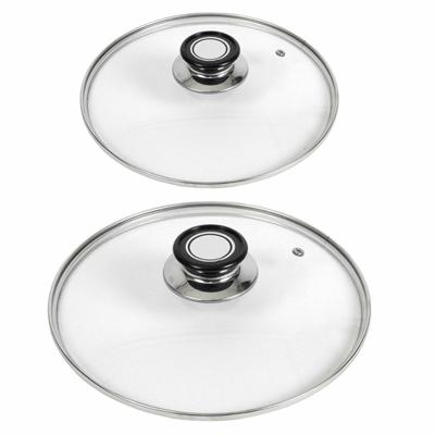 Gerimport universele glazen pannendeksels - 2x - voor dia 18 en 24 cm - keuken - met stoomgaatje