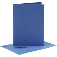 Creativ Company Kaarten en enveloppen, afmeting kaart 10,5x15 cm, afmeting envelop 11,5x16,5 cm, 110+220 gr, blauw, 6 set/ 1 doos