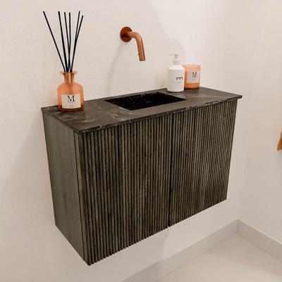 Toiletmeubel Mondiaz Joya Dlux | 60 cm | Meubelkleur Shadow | Faye wastafel Lava Wasbak Midden | Zonder kraangat(en)