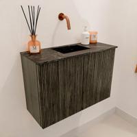 Toiletmeubel Mondiaz Joya Dlux | 60 cm | Meubelkleur Shadow | Faye wastafel Lava Wasbak Midden | Zonder kraangat(en)