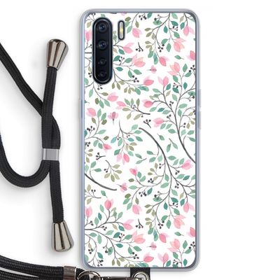 Sierlijke bloemen: Oppo A91 Transparant Hoesje met koord