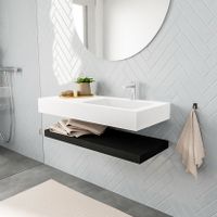 Mondiaz Alan badmeubel 100 cm solid suface planchet urban vrijhangend wastafel rechts 1 kraangat wit