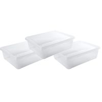 3x Voorraad/vershoudbakjes laag 2,5 liter transparant 24 x 20 x 8 cm