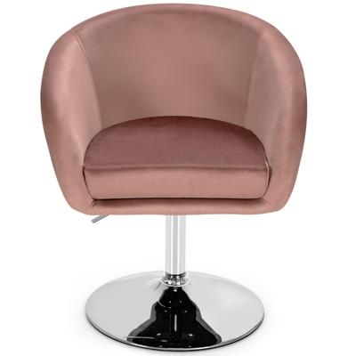 Fluwelen Draaibare Stoel Slaapkamer Stoel met in Hoogte Verstelbare Ronde Rugleuning Moderne Bureaustoel Make-Up Stoel Roze