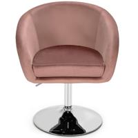 Fluwelen Draaibare Stoel Slaapkamer Stoel met in Hoogte Verstelbare Ronde Rugleuning Moderne Bureaustoel Make-Up Stoel Roze