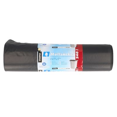 8x stuks afvalzakken/vuilniszakken - 240 liter - zwart - containerzakken