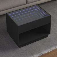 Salontafel met Infinity LED 70x50x50 cm zwart