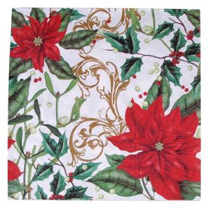 Gerimport Kerstservetten - 20x - kerstbloemen - rood/groen - 33 x 33 cm - 3 laags