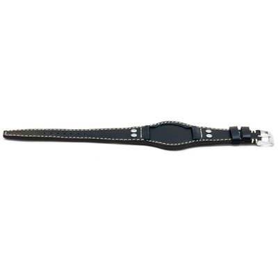 Horlogeband Universeel UH19 Leder Blauw 22mm