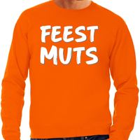 Feest muts sweater / trui oranje met witte letters voor heren