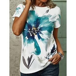 Dames T-shirt Afdrukken Dagelijks Stijlvol Casual Korte mouw Strakke ronde hals Wit Zomer Lightinthebox