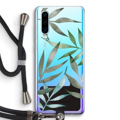 Tropical watercolor leaves: Huawei P30 Transparant Hoesje met koord