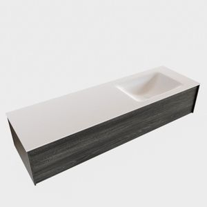 Badkamermeubel BWS Madrid Antraciet 150x45x30 cm Mat Witte Solid Surface Wastafel Rechts (1 kraangat)